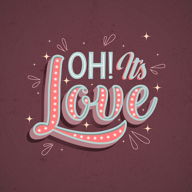 Free vector love lettering in vintage style design