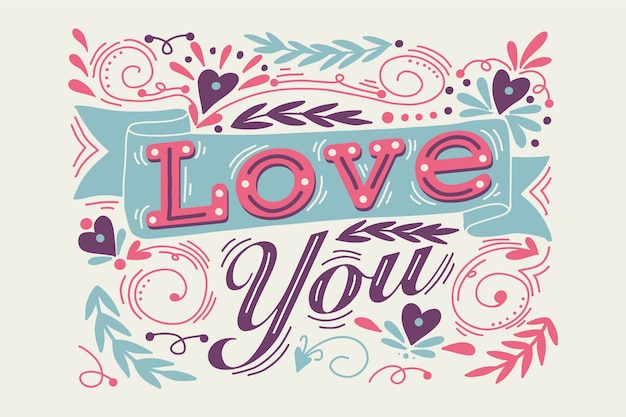 Free vector love lettering in vintage style