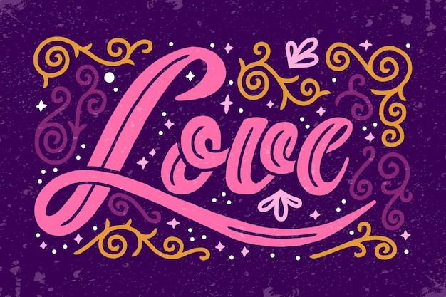 Free vector love lettering in vintage style