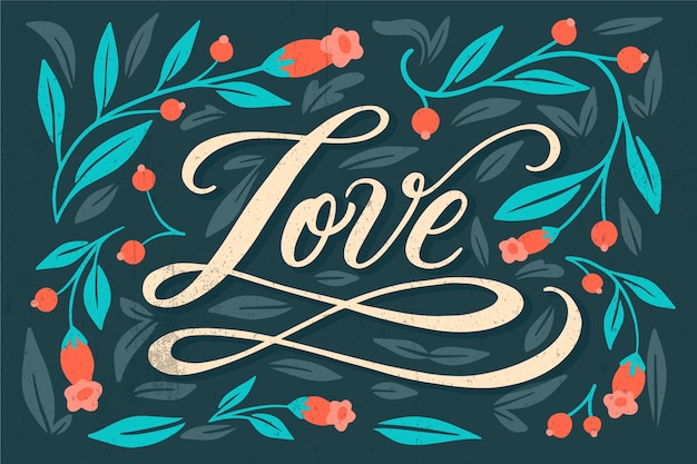 Free vector love lettering in vintage style