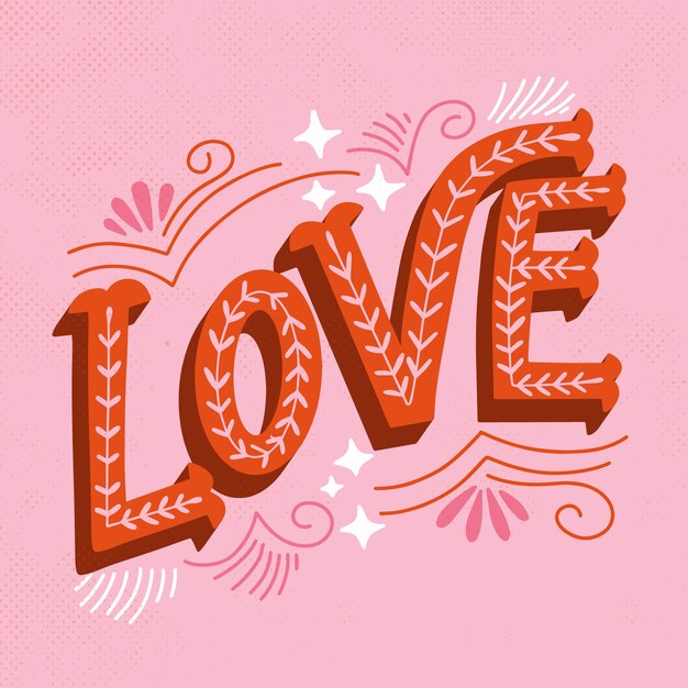 Love lettering in vintage style