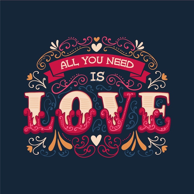 Free vector love lettering in vintage style