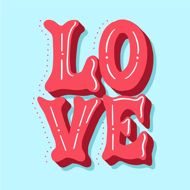 Love lettering with cute dotted shadow