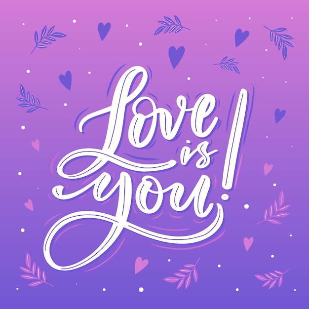 Free vector love lettering with gradient design