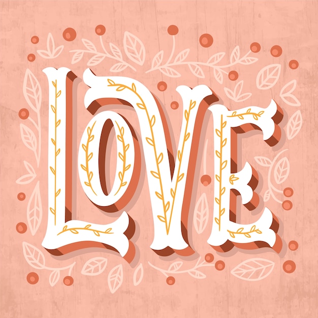 Бесплатное векторное изображение Любовные надписи с листьями и точками