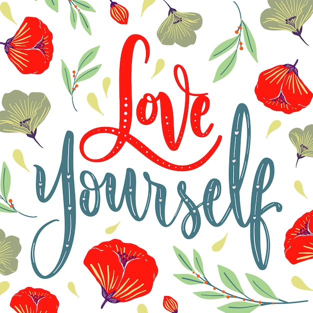 Free vector love lettering with poppies