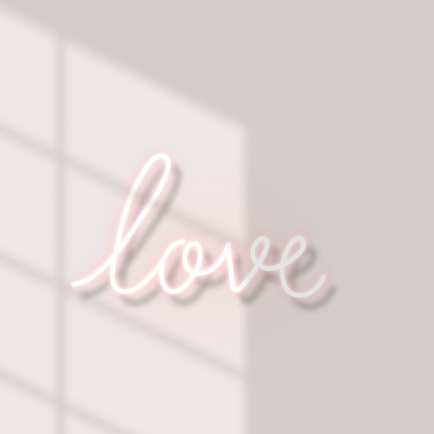 Free vector love neon text with natural light