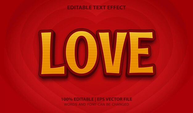 Love red editable text effect style vector