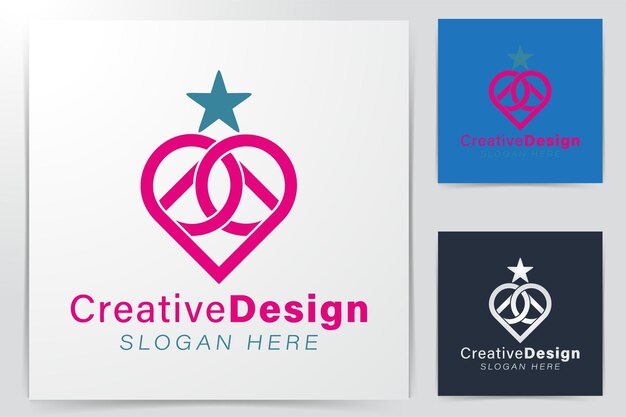 Love ring star logo Ideas. Inspiration logo design. Template Vector Illustration. Isolated On White Background