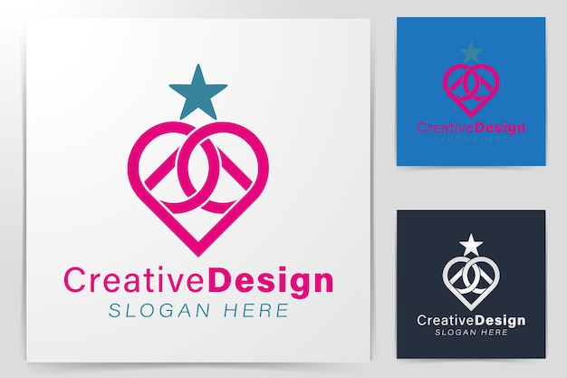 Идеи логотипа звезды кольца любви. Дизайн логотипа вдохновения. Шаблон векторные иллюстрации. Изолированные на белом фоне