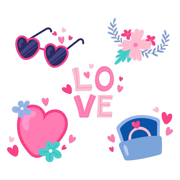 Love romance stickers set