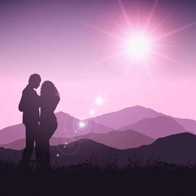 मुफ़्त वेक्टर love scene in a romantic landscape