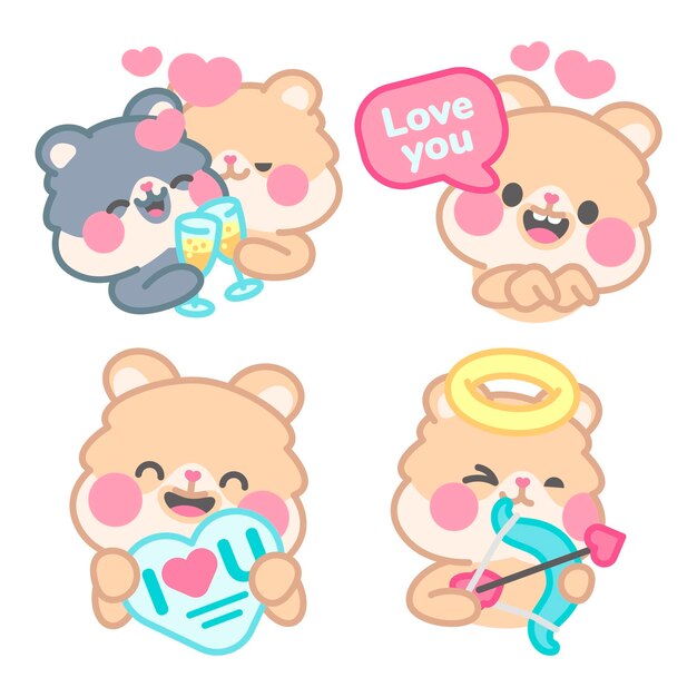 Love stickers collection with kimchi the hamster