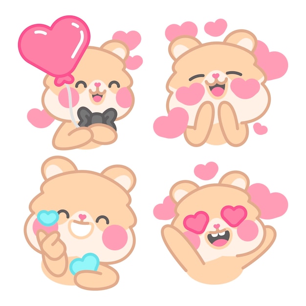 Love stickers collection with kimchi the hamster