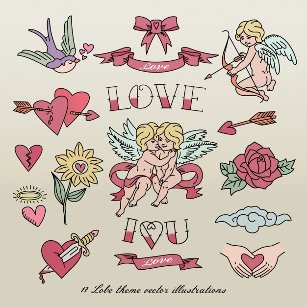 Free vector love tattoos