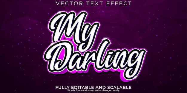 Бесплатное векторное изображение Текстовый эффект любви, редактируемый стиль текста валентинки и романтики