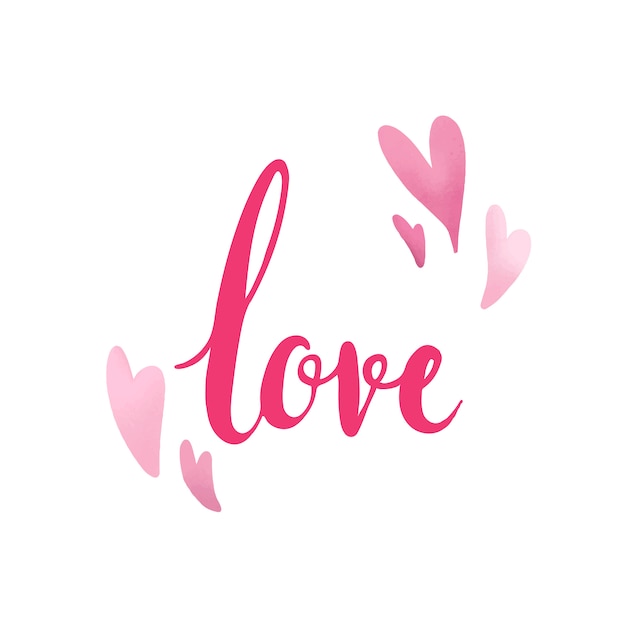 Love typography decorated with hearts vector