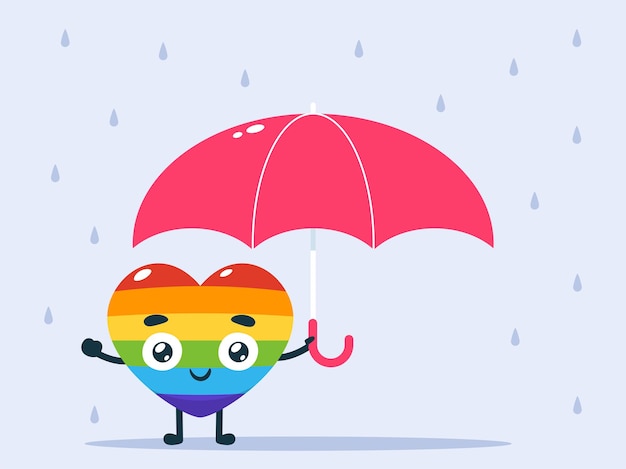 Free vector love using an umbrella. rainy weather. isolated vector illustration