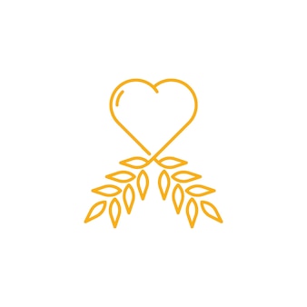 Love wheat agriculture organic logo icon vector template