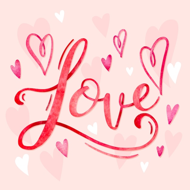 Free vector love with hearts good lettering