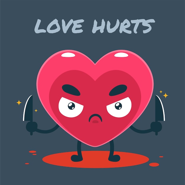 Love with two knives. Isolated Vector Illustration