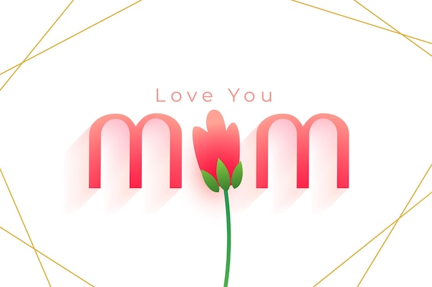 Free vector love you mom message with tulip flower background