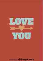 Free vector love you retro card design