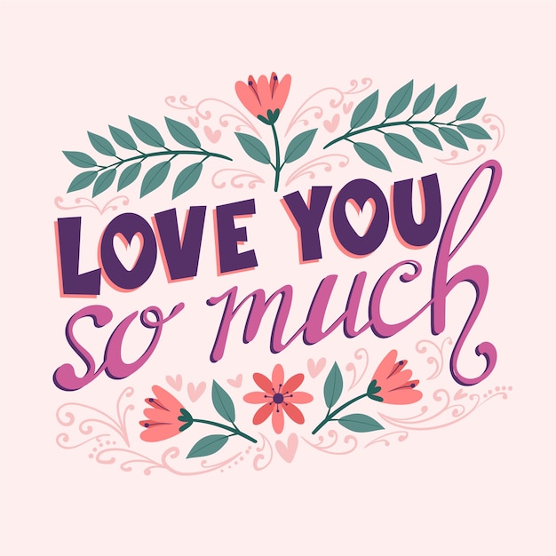 Free vector love you so much wedding lettering