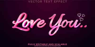Free vector love you text effect editable darling and romance text style