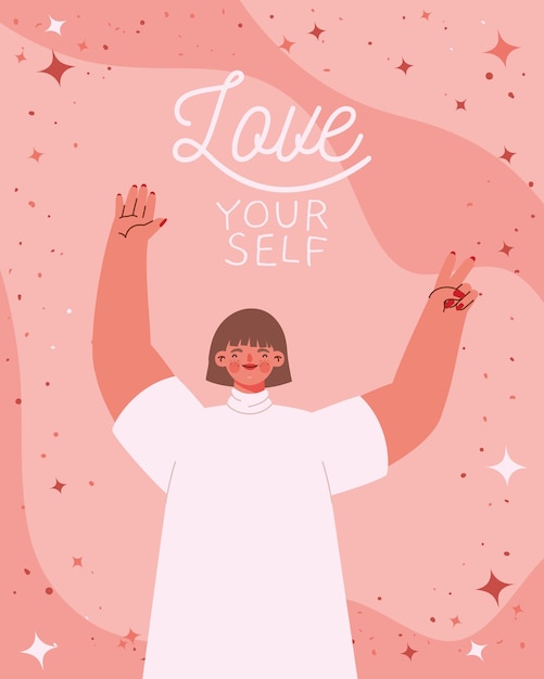 Free vector love yourself cartel with woman
