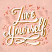 Free vector love yourself self-love lettering