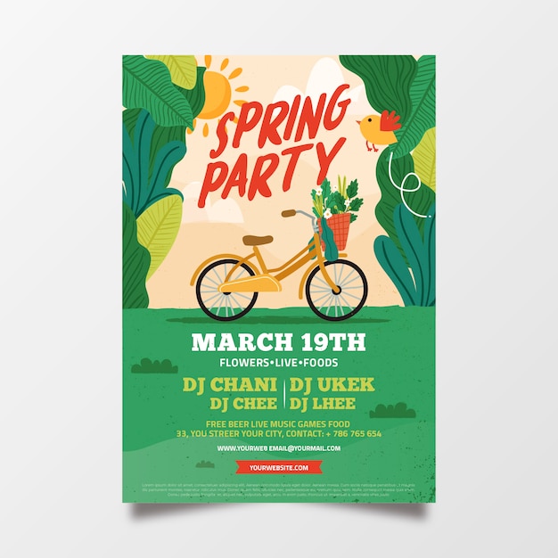 Free vector lovely abstract spring party flyer