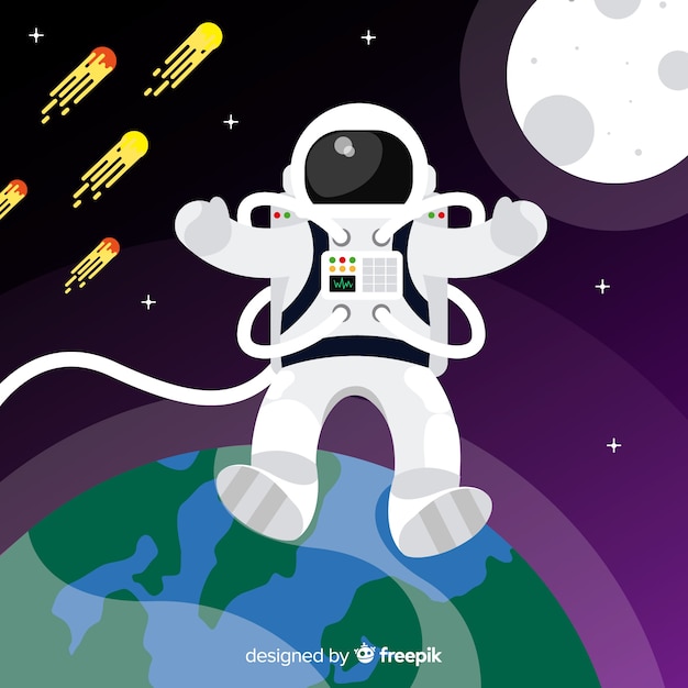 Free vector lovely astronaut character with flat design