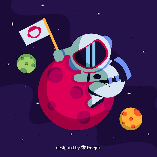 Lovely astronaut character with flat design