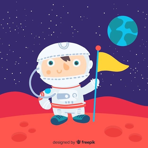 Lovely astronaut character with flat design