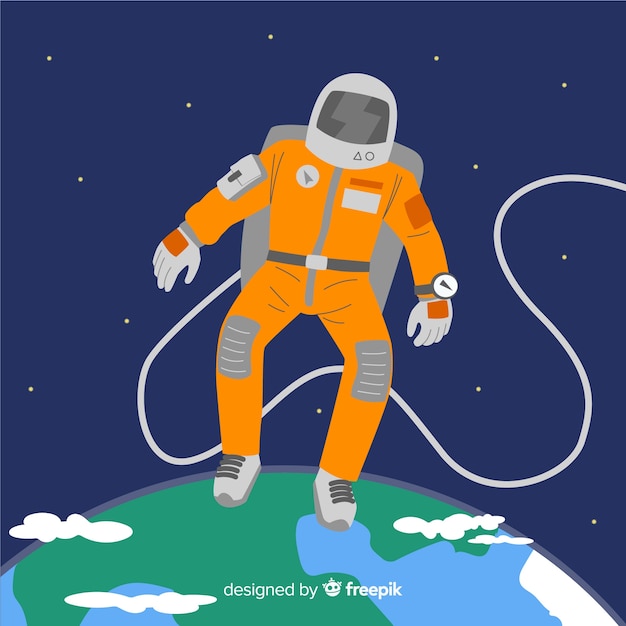 Bello personaggio astronauta con design piatto