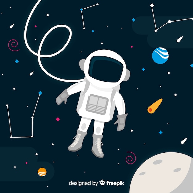 Lovely astronaut character with flat design