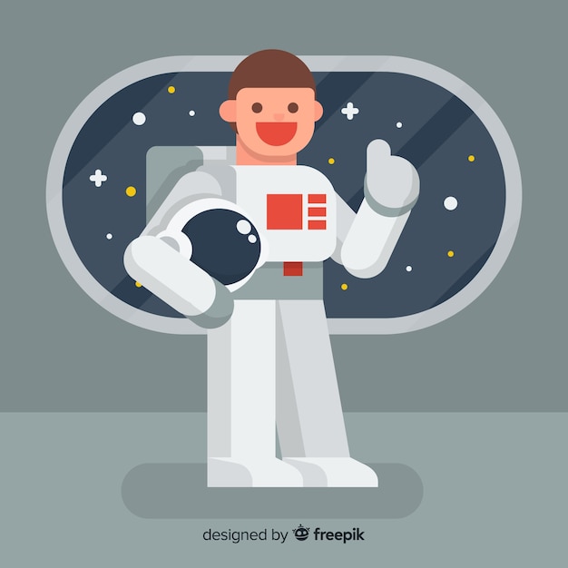 Бесплатное векторное изображение Симпатичный персонаж космонавта с плоским дизайном
