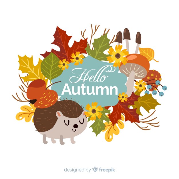 Lovely autumn background with flat design