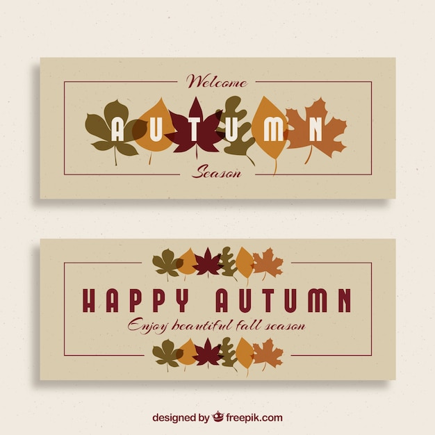 Free vector lovely autumn banners with flat design