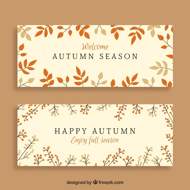 Free vector lovely autumn banners with flat design