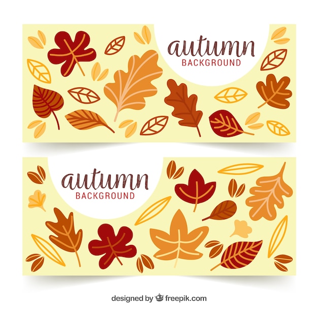 Free vector lovely autumn banners with flat design