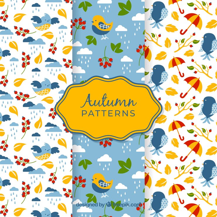 Free Vector lovely autumn pattern collection with flat design