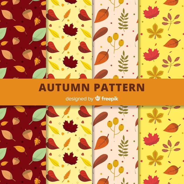 Lovely autumn pattern collection with flat design