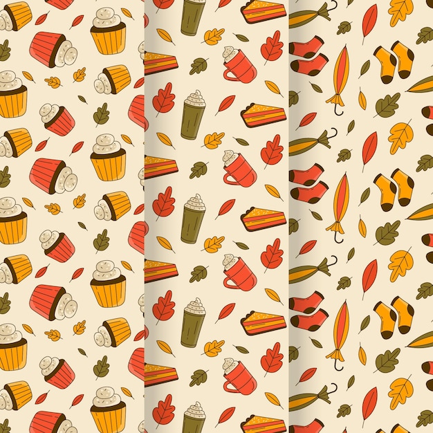 Free vector lovely autumn pattern collection with leaves