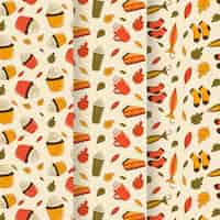 Free vector lovely autumn pattern collection with leaves