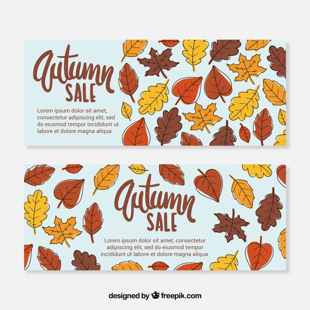 lovely autumn sale banners with leaves
