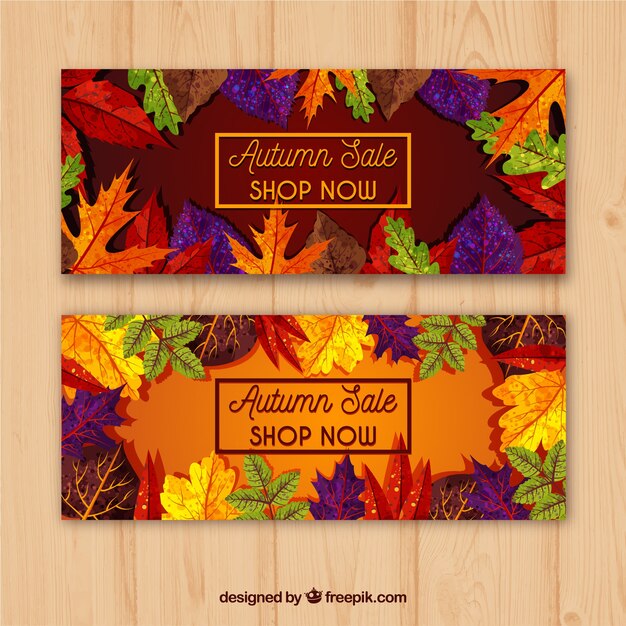 Free vector lovely autumn sale banners with modern style