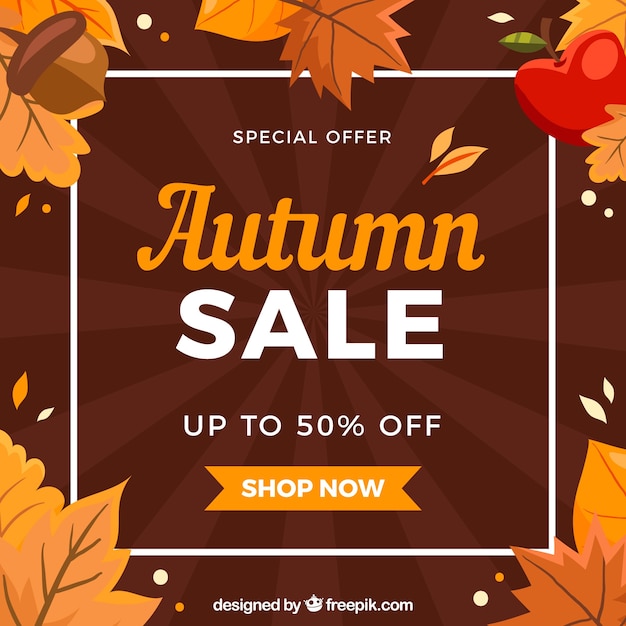 Lovely autumn sale composition with flat design