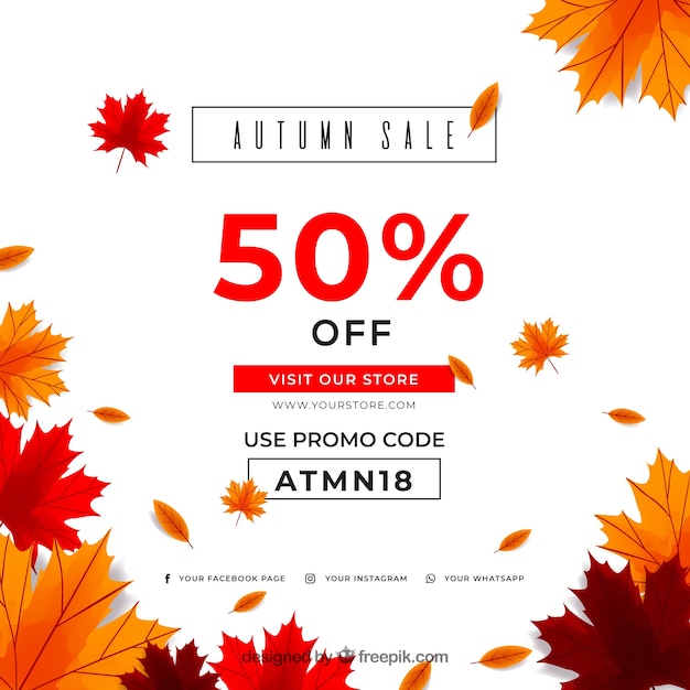 Lovely autumn sale composition with flat design